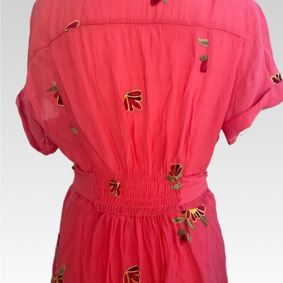 ANTHROPOLOGIE FIG and Flower Coral Floral Midi Dress size Medium. - Picture 3 of 13